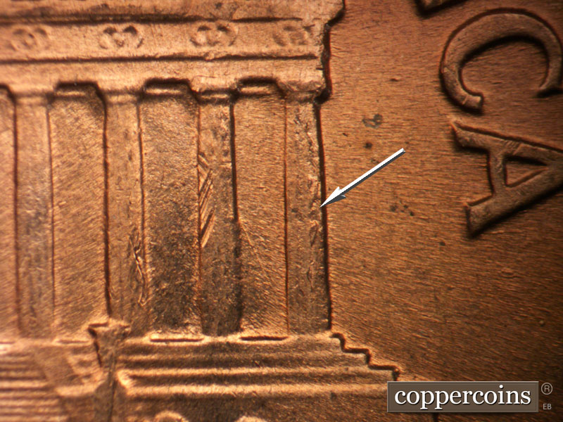 Die-stage B marker on 1959D•1MM•009 (1959 Repunched Mint Mark).