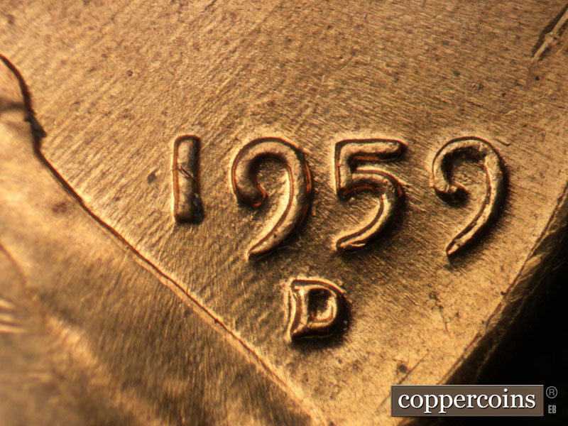 Die-stage C marker on 1959D•1MM•013 (1959 Repunched Mint Mark).