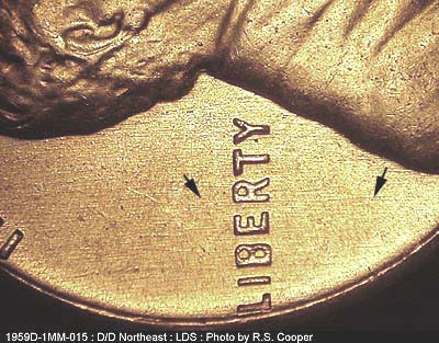 Die-stage C marker on 1959D•1MM•015 (1959 Repunched Mint Mark).
