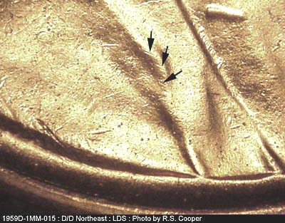 Die-stage C marker on 1959D•1MM•015 (1959 Repunched Mint Mark).