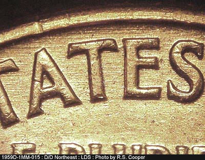 Die-stage C marker on 1959D•1MM•015 (1959 Repunched Mint Mark).