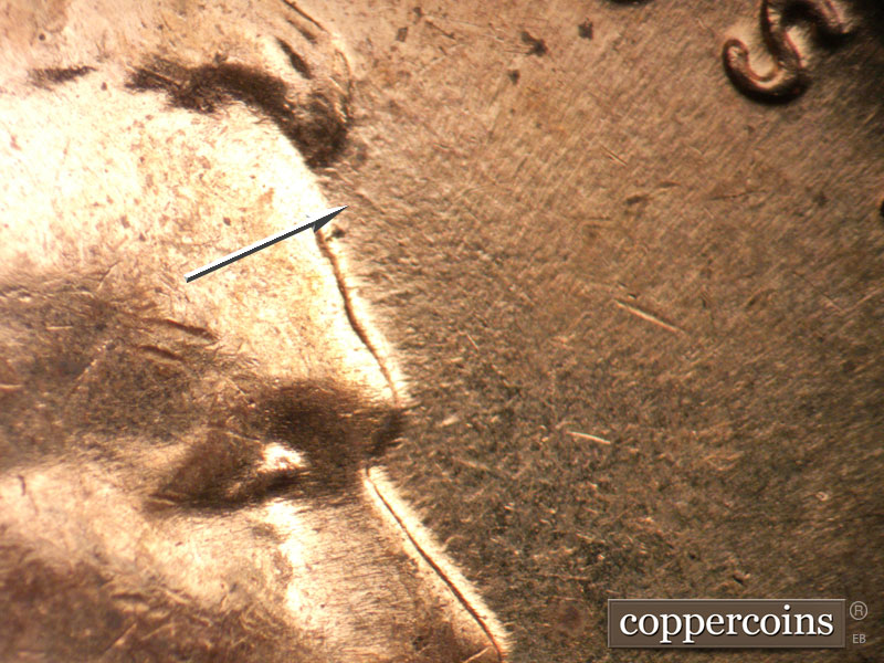 Die-stage B marker on 1959D•1MM•022 (1959 Repunched Mint Mark).