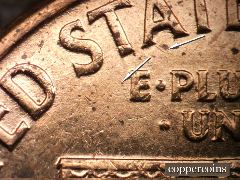 Die-stage B marker on 1959D•1MM•022 (1959 Repunched Mint Mark).