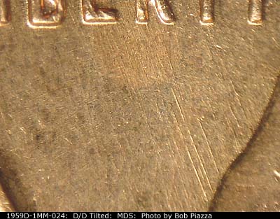 Die-stage B marker on 1959D•1MM•024 (1959 Repunched Mint Mark).