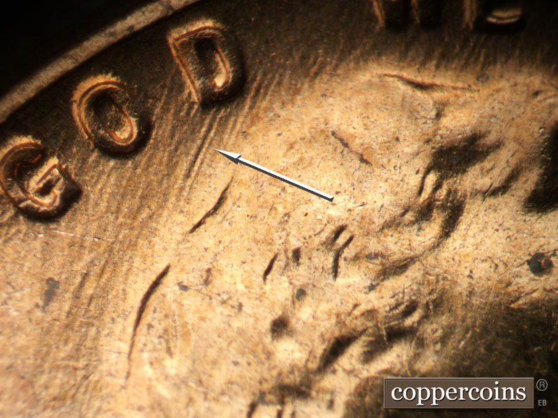 Die-stage B marker on 1959D•1MM•026 (1959 Repunched Mint Mark).