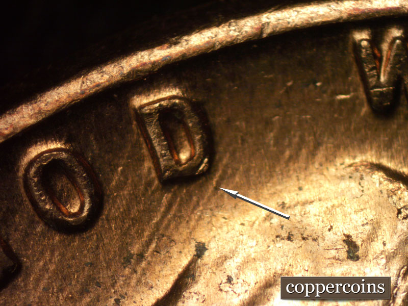 Die-stage C marker on 1959D•1MM•026 (1959 Repunched Mint Mark).