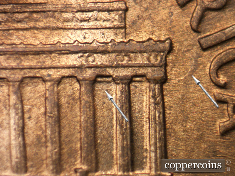 Die-stage B marker on 1959D•1MM•027 (1959 Repunched Mint Mark).