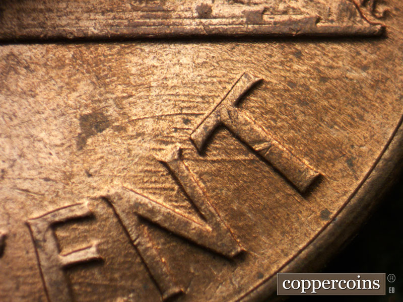Die-stage B marker on 1959D•1MM•027 (1959 Repunched Mint Mark).