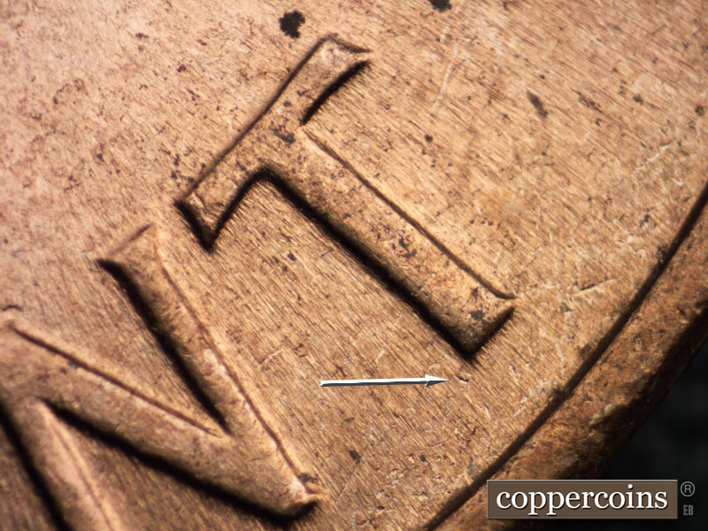 Die-stage B marker on 1959D•1MM•028 (1959 Repunched Mint Mark).