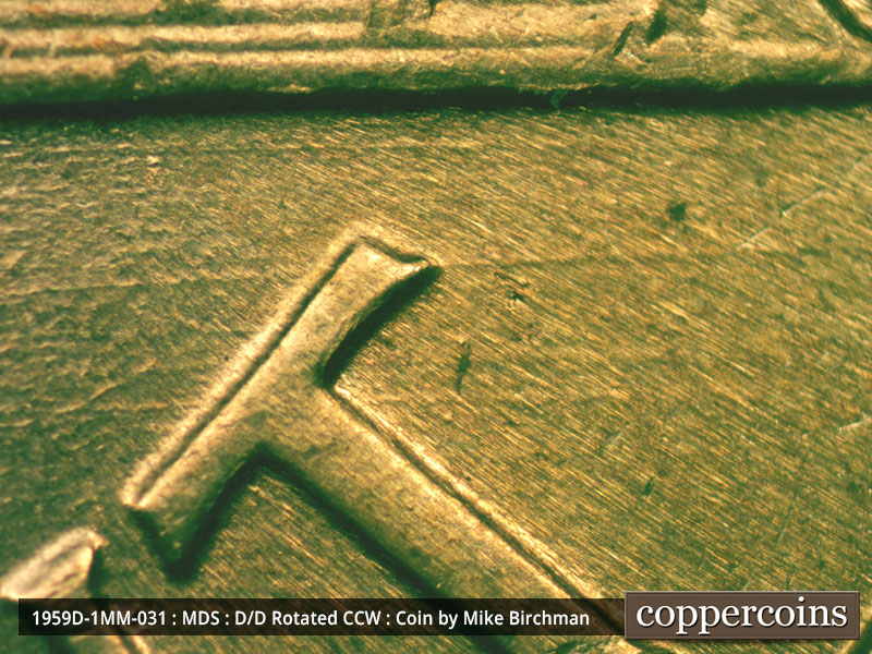 Die-stage B marker on 1959D•1MM•031 (1959 Repunched Mint Mark).