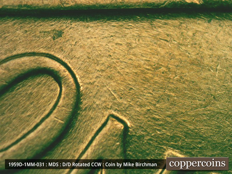 Die-stage B marker on 1959D•1MM•031 (1959 Repunched Mint Mark).