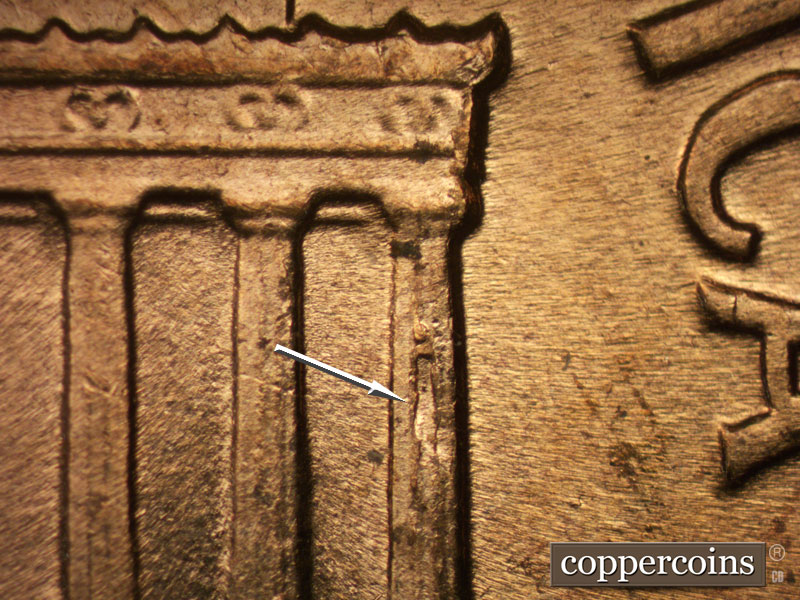 Die-stage C marker on 1959D•1MM•031 (1959 Repunched Mint Mark).