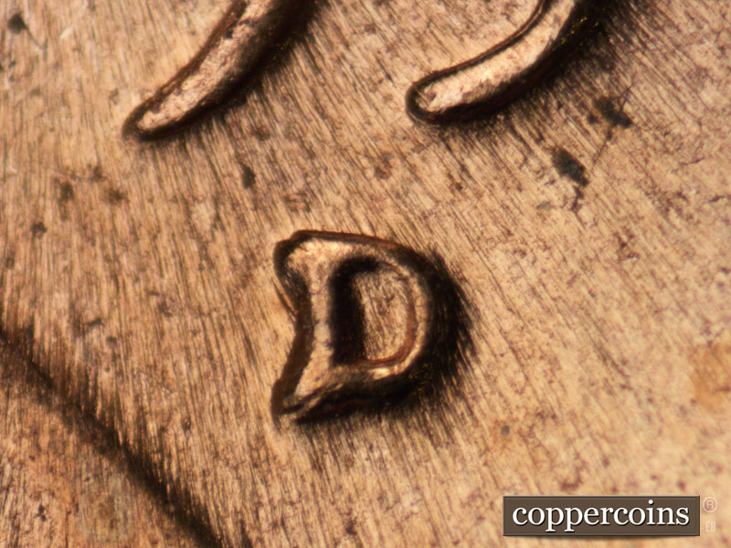 Die-stage C marker on 1959D•1MM•032 (1959 Repunched Mint Mark).