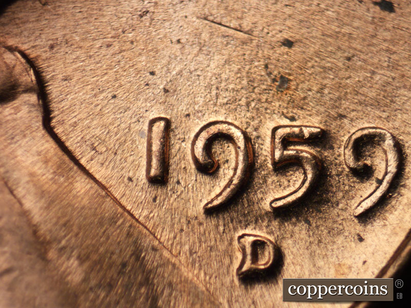 Die-stage C marker on 1959D•1MM•032 (1959 Repunched Mint Mark).