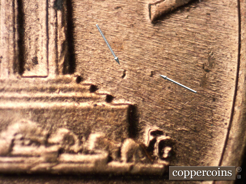 Die-stage C marker on 1959D•1MM•032 (1959 Repunched Mint Mark).