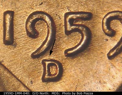 1959 Lincoln cent obverse, CopperCoins die 1959D•1MM•040.