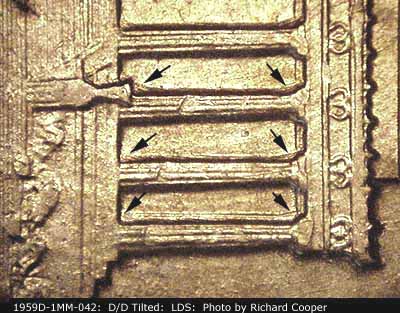 Die-stage C marker on 1959D•1MM•042 (1959 Repunched Mint Mark).