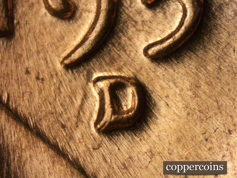 Die-stage C marker on 1959D•1MM•043 (1959 Repunched Mint Mark).
