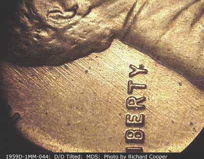 Die-stage B marker on 1959D•1MM•044 (1959 Repunched Mint Mark).