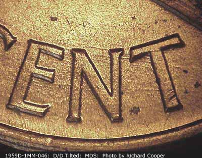 Die-stage B marker on 1959D•1MM•046 (1959 Repunched Mint Mark).