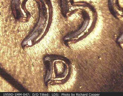 Die-stage C marker on 1959D•1MM•047 (1959 Repunched Mint Mark).