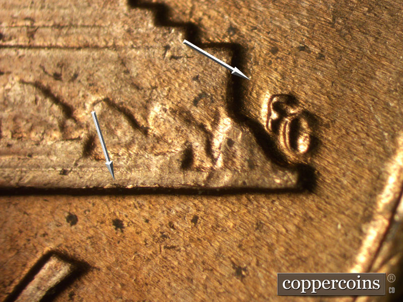 Die-stage B marker on 1959D•1MM•048 (1959 Repunched Mint Mark).