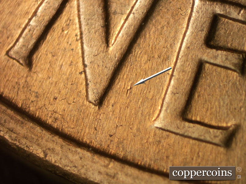 Die-stage B marker on 1959D•1MM•048 (1959 Repunched Mint Mark).