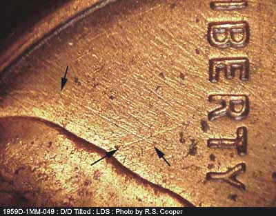 Die-stage C marker on 1959D•1MM•049 (1959 Repunched Mint Mark).