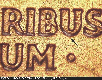 Die-stage C marker on 1959D•1MM•049 (1959 Repunched Mint Mark).