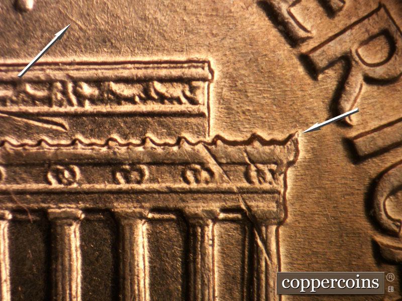 Die-stage B marker on 1959D•1MM•053 (1959 Repunched Mint Mark).