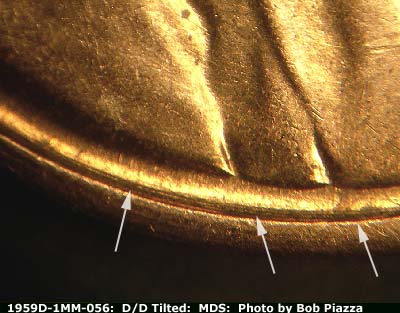 Die-stage B marker on 1959D•1MM•056 (1959 Repunched Mint Mark).