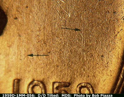 Die-stage B marker on 1959D•1MM•056 (1959 Repunched Mint Mark).