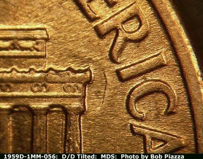 Die-stage B marker on 1959D•1MM•056 (1959 Repunched Mint Mark).