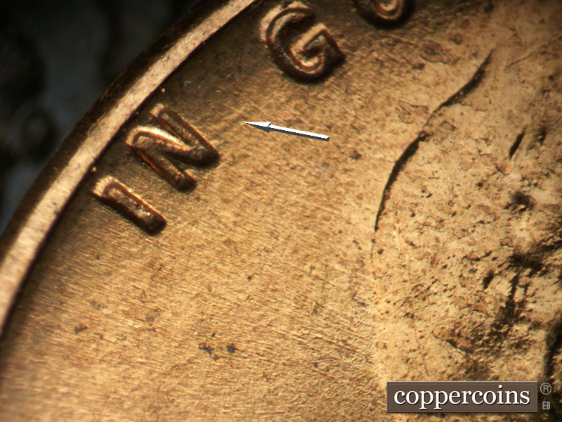 Die-stage B marker on 1959D•1MM•057 (1959 Repunched Mint Mark).