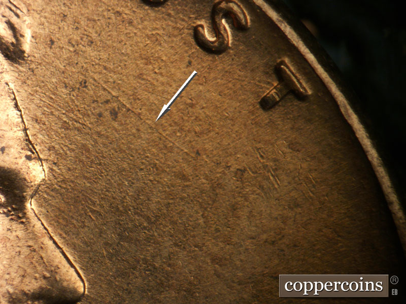 Die-stage B marker on 1959D•1MM•057 (1959 Repunched Mint Mark).