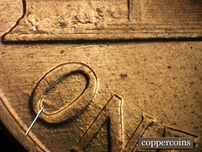 Die-stage B marker on 1959D•1MM•057 (1959 Repunched Mint Mark).