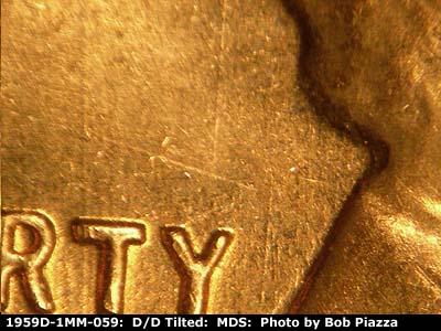 Die-stage B marker on 1959D•1MM•059 (1959 Repunched Mint Mark).
