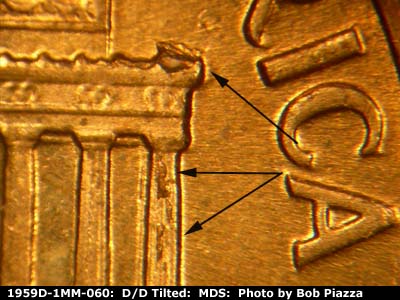 Die-stage B marker on 1959D•1MM•060 (1959 Repunched Mint Mark).