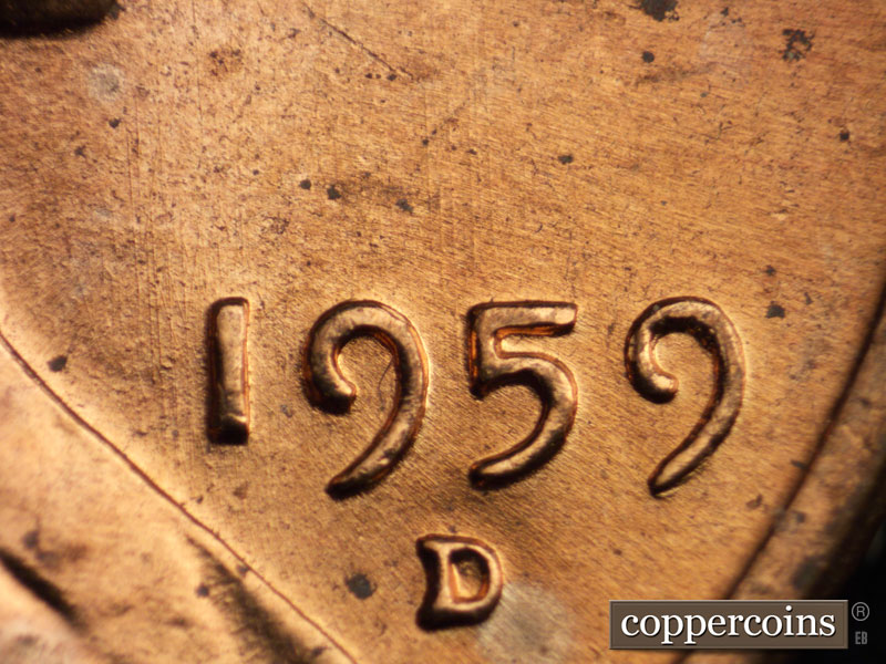Die-stage B marker on 1959D•1MM•062 (1959 Repunched Mint Mark).