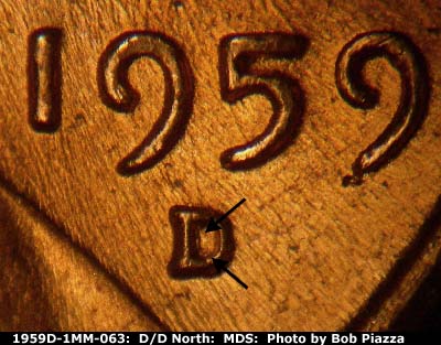 1959 Lincoln cent obverse, CopperCoins die 1959D•1MM•063.