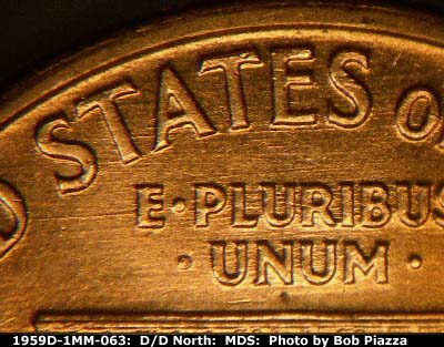 Die-stage B marker on 1959D•1MM•063 (1959 Repunched Mint Mark).