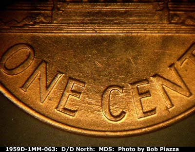 Die-stage B marker on 1959D•1MM•063 (1959 Repunched Mint Mark).