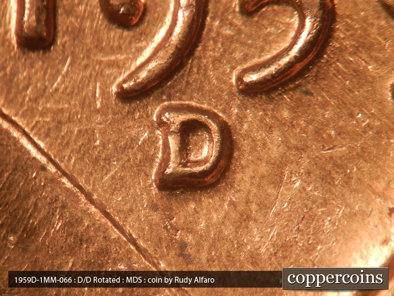 1959 Lincoln cent obverse, CopperCoins die 1959D•1MM•066.