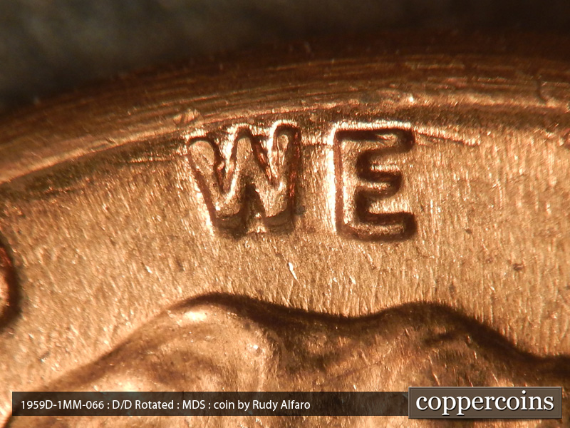 Die-stage B marker on 1959D•1MM•066 (1959 Repunched Mint Mark).