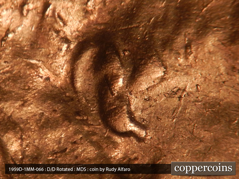 Die-stage B marker on 1959D•1MM•066 (1959 Repunched Mint Mark).
