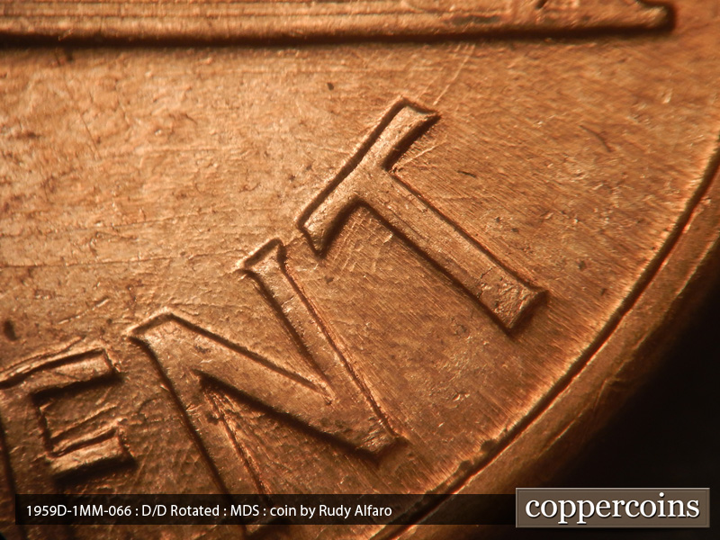 Die-stage B marker on 1959D•1MM•066 (1959 Repunched Mint Mark).