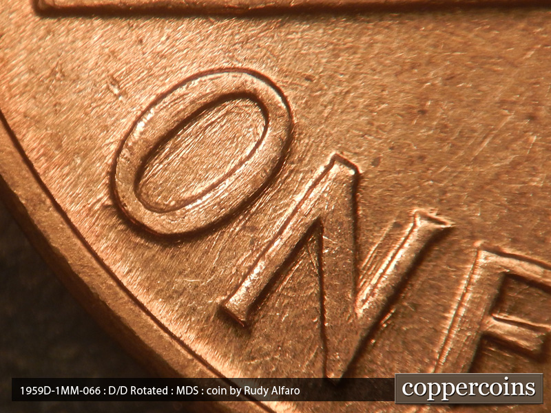 Die-stage B marker on 1959D•1MM•066 (1959 Repunched Mint Mark).