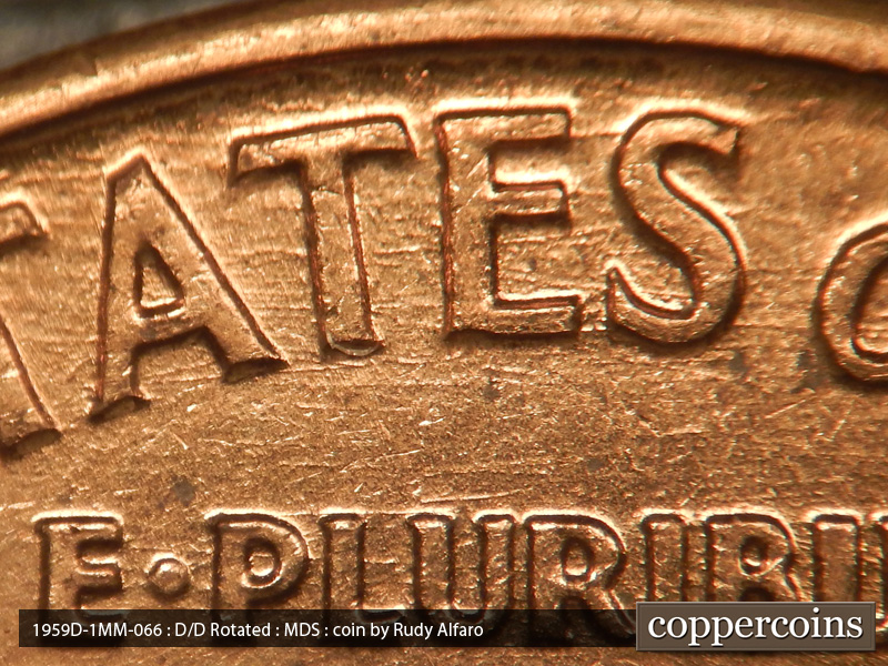 Die-stage B marker on 1959D•1MM•066 (1959 Repunched Mint Mark).