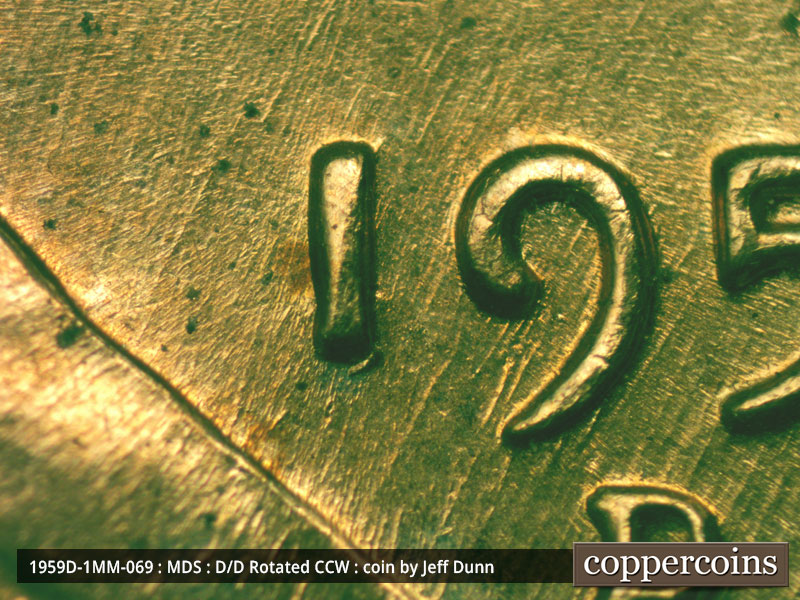 Die-stage B marker on 1959D•1MM•069 (1959 Repunched Mint Mark).
