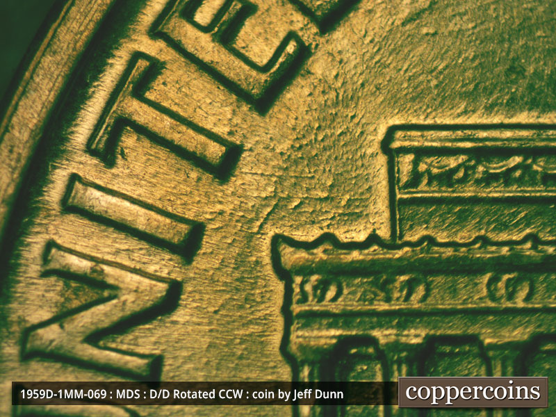 Die-stage B marker on 1959D•1MM•069 (1959 Repunched Mint Mark).